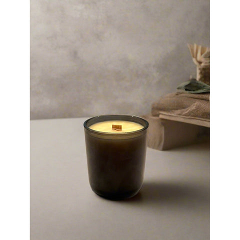 12 oz smoke black glass candle